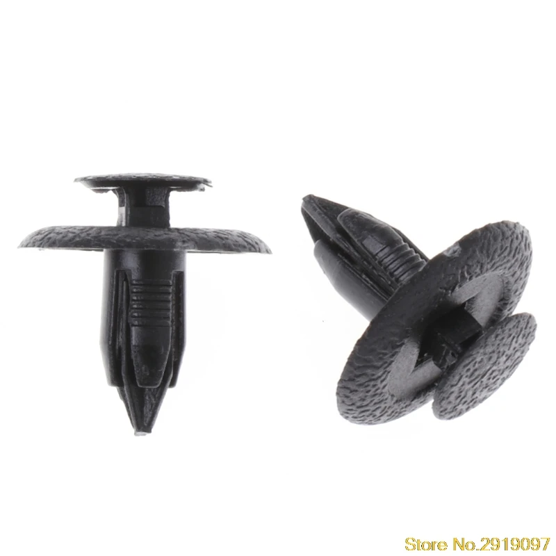 80 Pcs 6mm Hole Black Plastic Rivet Car Door Trim Panel Retainer Clip