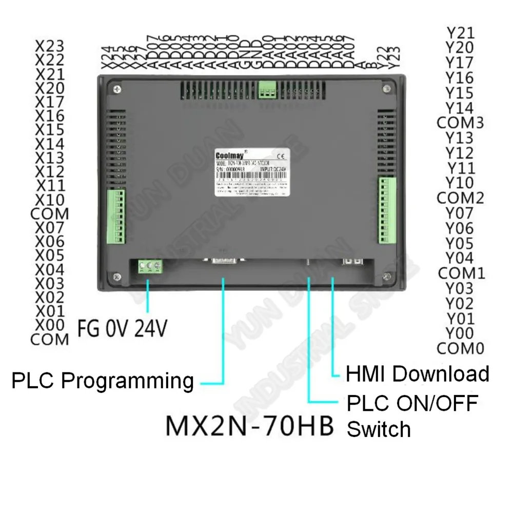 7 дюймов HMI PLC все-в-одном интегрированный процессор контроллер Сенсорная Панель DC 24 В 24MR релейный выход цифровой I/O 12DI 12DO RS232 RS485 FX2N