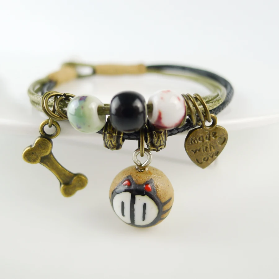 Мультяшные керамические браслеты ручной вязки из бисера в китайском этническом стиле, ювелирные изделия для женщин и детей, подарок# FY201 - Окраска металла: FY201