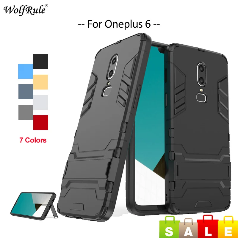 

For Cover Oneplus 6 Case WolfRule Bumper Housings TPU & PC Holder Phone Case For Oneplus 6 Fitted Cases One Plus 6 Funda 6.28''