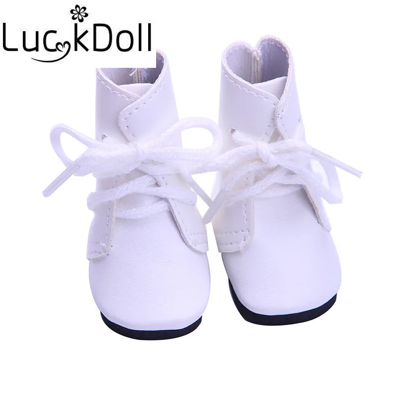 

Luckdoll White Medium Bang Boots Doll Shoes Fits 14.5-Inch American Dolls WellieWherhers, Kids Like Doll Accessories Gifts