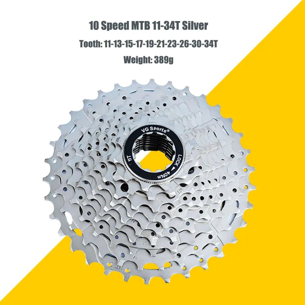 Велосипед MTB Freewheel 10 скоростей 11-32 T/36 T/40 T/42 T/46 T/50 T SRAM дорожный велосипед кассета маховик 10 V cog cdg VG Sports - Цвет: 10S-11-34T-Silver