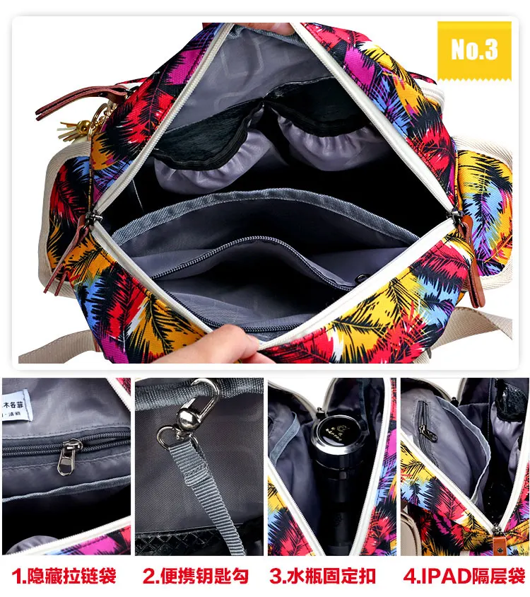 Lagaffe мумия пеленки мешок рюкзак мода красочные Перо печати рюкзак Сумки для подгузников для кормления сумка