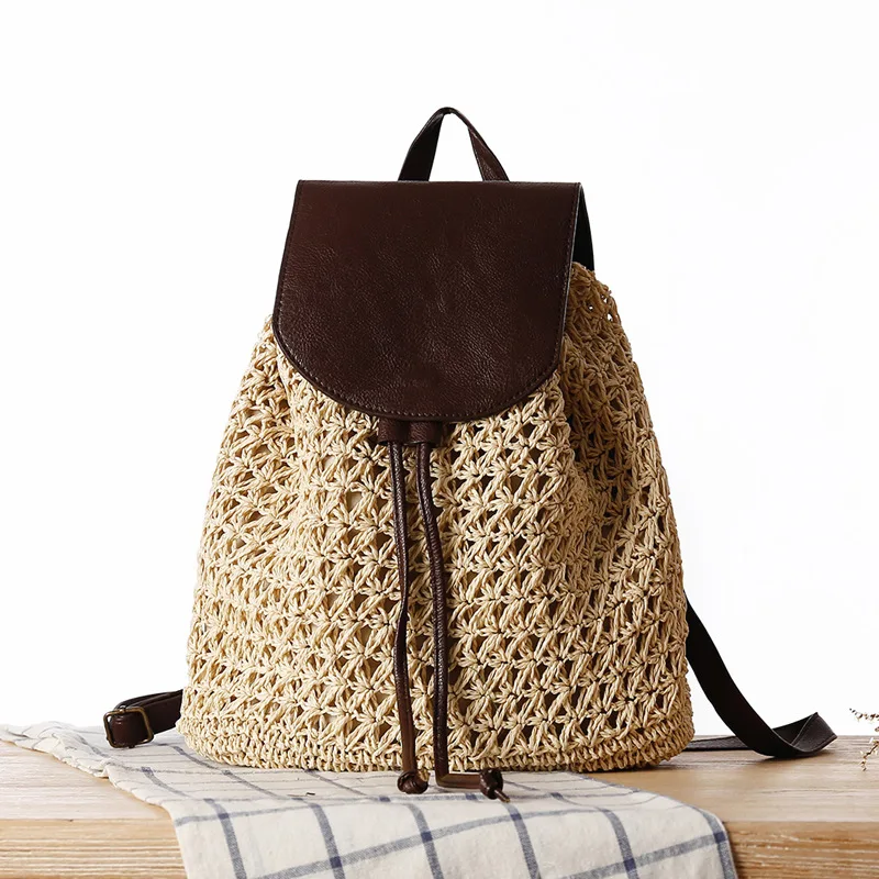 Модный плетеная солома рюкзак для женщин, летний рюкзак для девочек-подростков, Качественные рюкзаки дорожные сумки, рюкзак для книг, mochila
