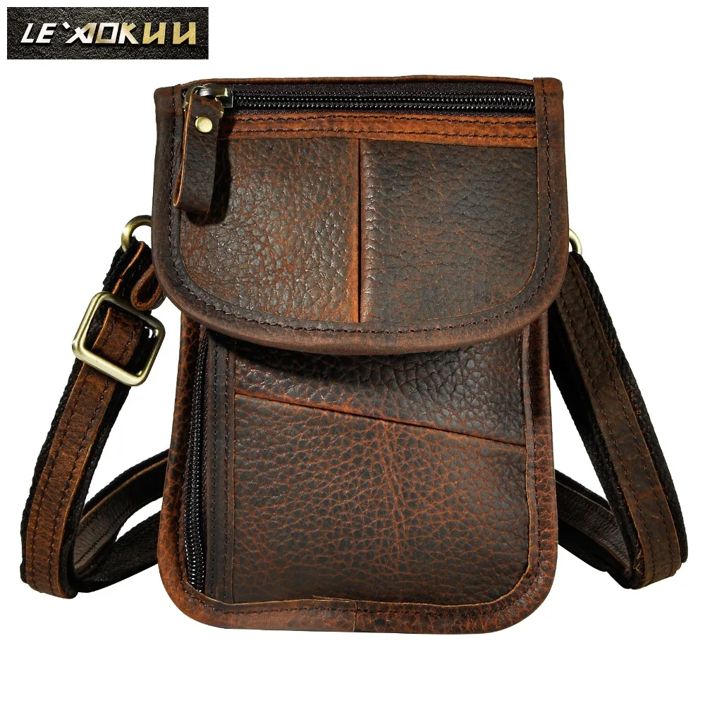 

Leather Male Casual Design Vintage Shoulder Messenger Crossbody bag Multifunction Fashion Belt Waist bag Travel Pouch 8301d