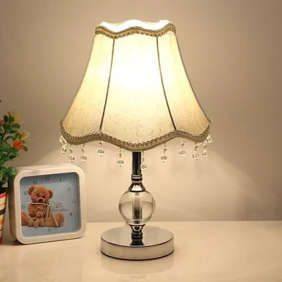 E27 Светодиодный светильник с регулируемой яркостью для спальни, Хрустальная декоративная прикроватная лампа, настольные фонари для девочек, украшение для спальни, внутреннее освещение - Цвет абажура: A