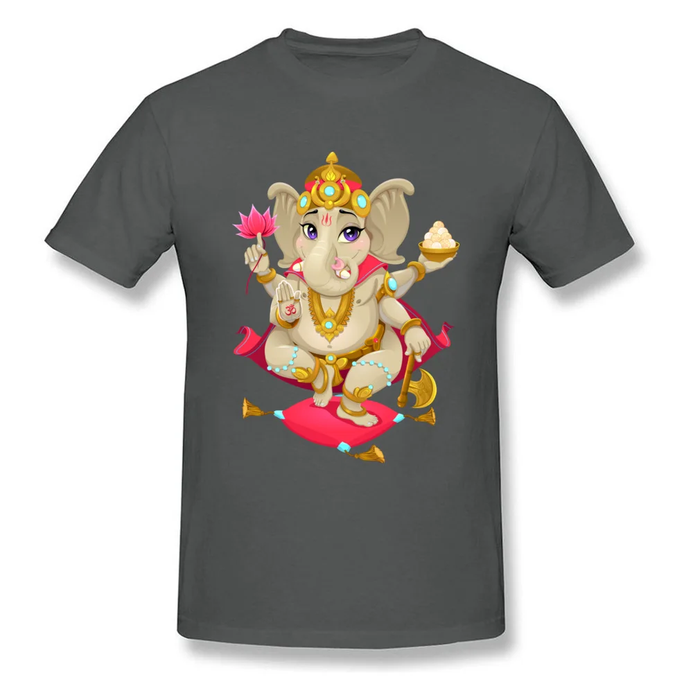 Ganesha Round Collar T Shirts Thanksgiving Day Tops & Tees Short Sleeve New Coming 100% Cotton Printed On Tshirts Normal Men Ganesha carbon