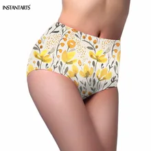 INSTANTARTS плюс размеры женские Летние Плавание ming костюмы желтый поле Узор Женский сексуальное бикини дно высокая талия для купания и плавания Trunk