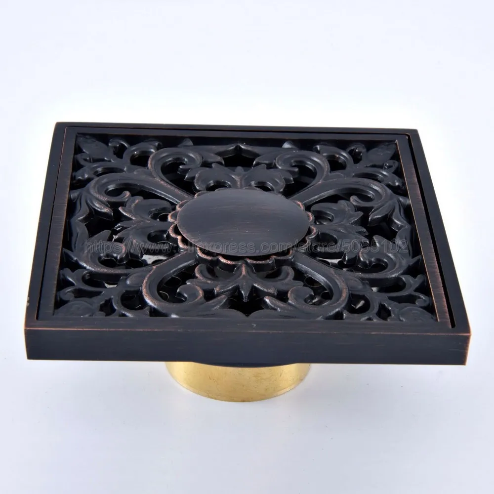 Floor Drains Oil Rubbed Bronze Shower Floor Drain Bathroom Deodorant Square Floor Drain Strainer Cover Grate Waste zhr086