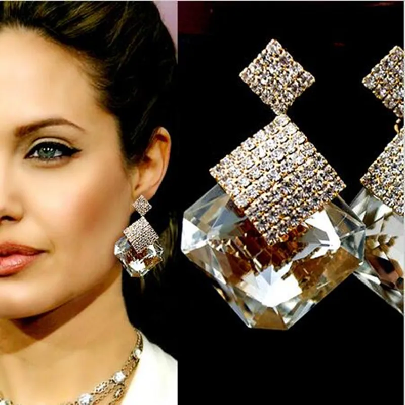 Crystal Big Earrings For Women Rhinestone Hanging Pending Earring
