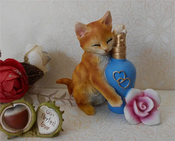 Cat Figures Resin toys car home office decoration gfits 5 styles - D