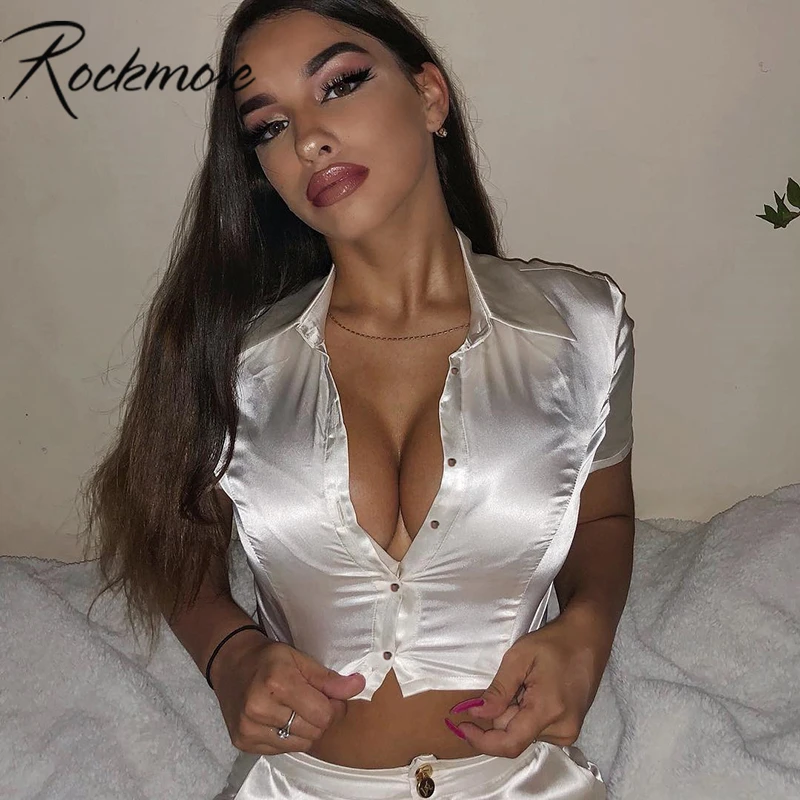 

Rockmore Hot Sale Summer Top T-shirt With Button Women Harajuku Casual Fashion Tshirt Female Crop Tops Tees Girls Streetwear