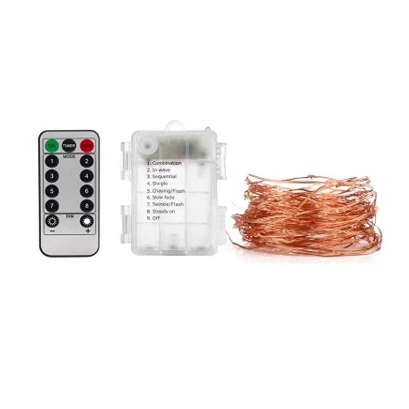 

5/10M Waterproof Remote Control Fairy Lights Battery Operated LED Lights Decoration 8 Mode Timer String Copper Wire Christmas