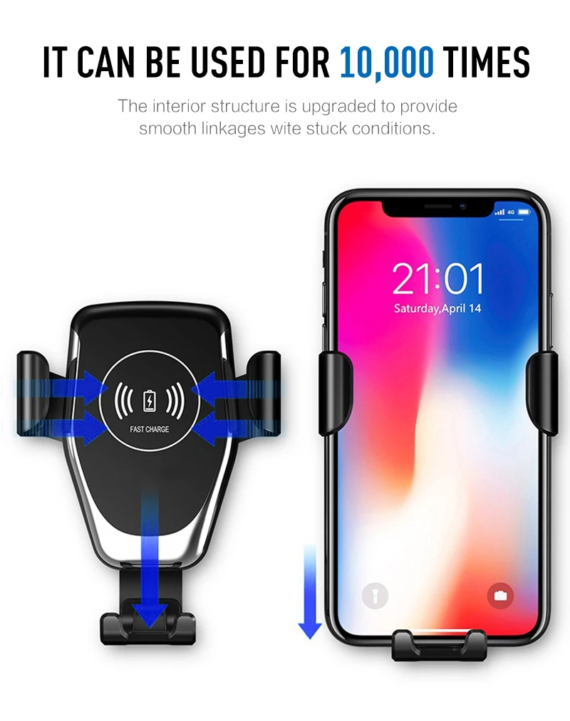 Автомобильное крепление Qi Беспроводной Зарядное устройство для iPhone X 8 плюс Быстрая зарядка Беспроводной зарядного устройства Автомобильный держатель Подставка для samsung S8