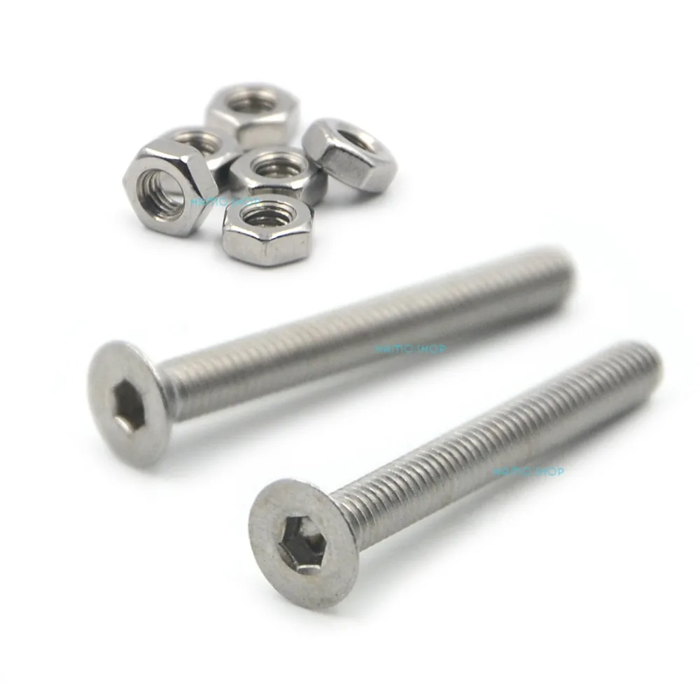 

20pcs M3x25mm Stainless Steel Flat Countersunk Head Hexagon Thread Screws Bolts + 20pcs M3 Nuts