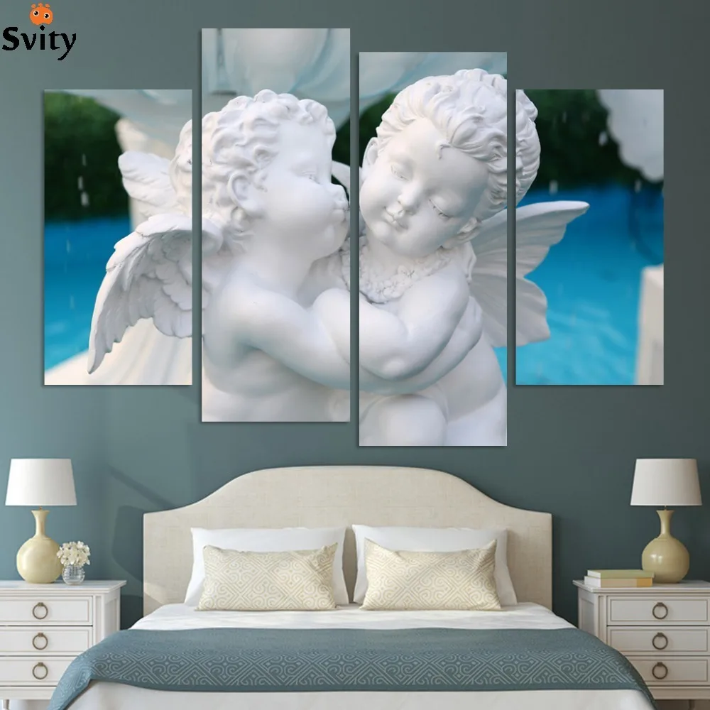 

4 Panels lovely Angel Wall Art decorative paintings Top-rated Canvas Print For Living Room Painting Artwork Unframed