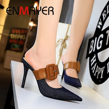 

ENMAYER 2019 New Arrival Cotton Fabric Basic Women Sandals Summer Super High Party Fashion Sexy Women Shoes Size 34-40 LY2300