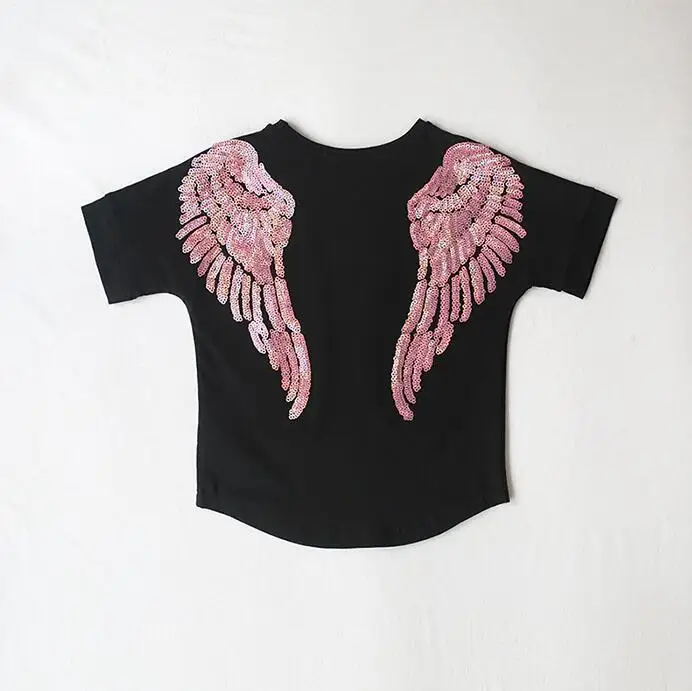 Одинаковые футболки с крыльями ангела для мамы и дочки; семейная одежда; Летняя Повседневная футболка с короткими рукавами; семейный образ