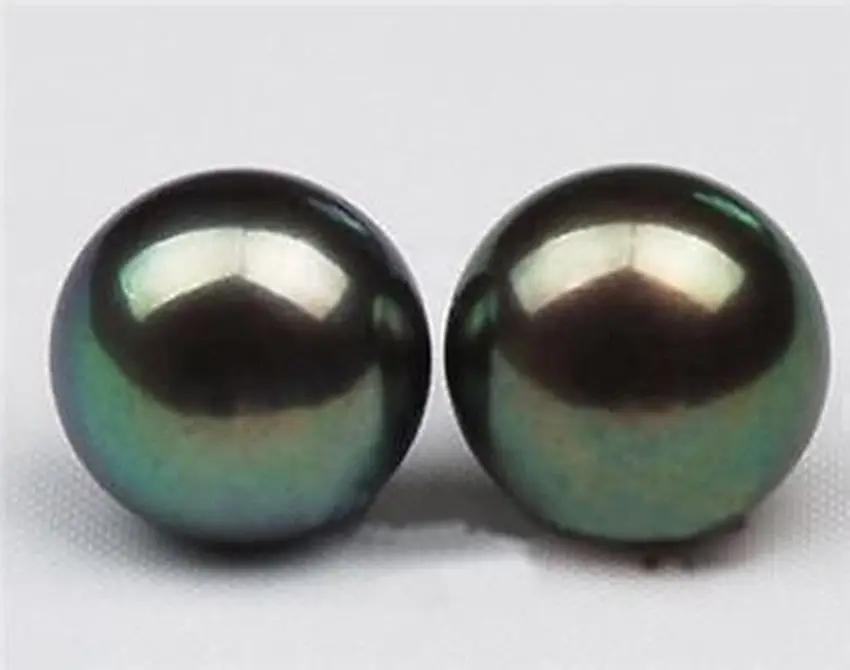 

Hot sale new Style >>>>Beautiful !! 10-11mm Tahitian Black Natural Pearl Earring AAA Grade