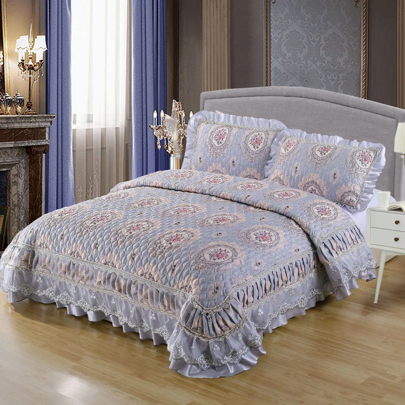Famvotar 3 Pieces European Style Jacquard Bedspread Fancy Lace Edge Cotton Quilted Bedspread Queen Size Bedding Set 240x250cm Bedspread Aliexpress