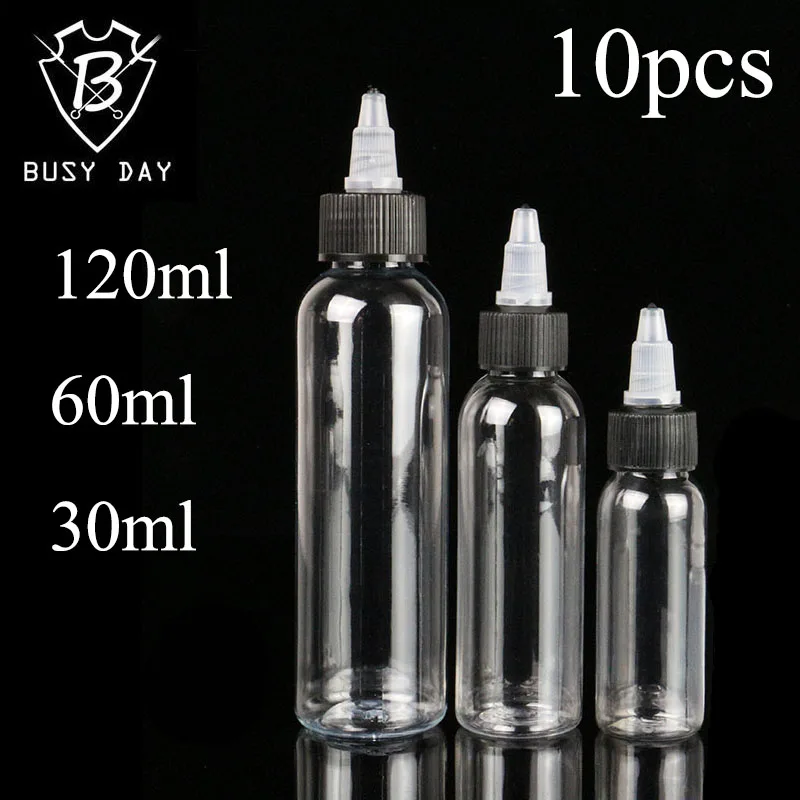 Wholesale 10PCS Plastic Empty Tattoo Ink Pigment Bottles Clear Empty