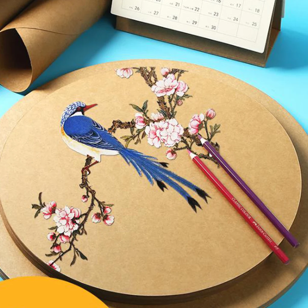 50 Sheets 290mm Round Kraft Paper for Drawing Sketching Letter Writing