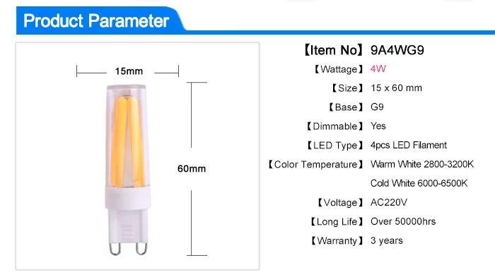С регулируемой яркостью G9 светодиодный светильник 220 V Мини светодиодный G9 лампа накаливания 2 w 4 W G9 лампочка высокой качественная люстра осветители, теплый/холодный белый