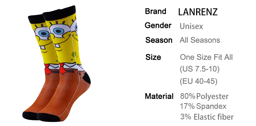 Милые Мультяшные принты мужские и женские модные забавные носки с 3d принтом 200 вязаные Компрессионные носки с масляной росписью