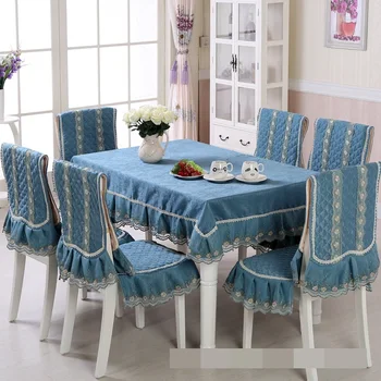 

Chenille suede fabric table cloth chair cover set(1 table cloth+6 chair covers)