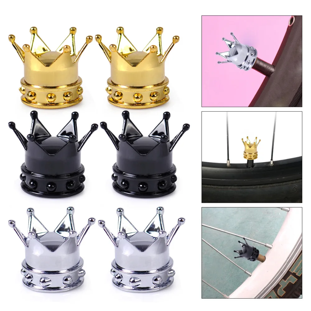 beler AUTO 2Pcs Crown Tyre Tire Wheel Valve Stems Air Dust Cover Cap