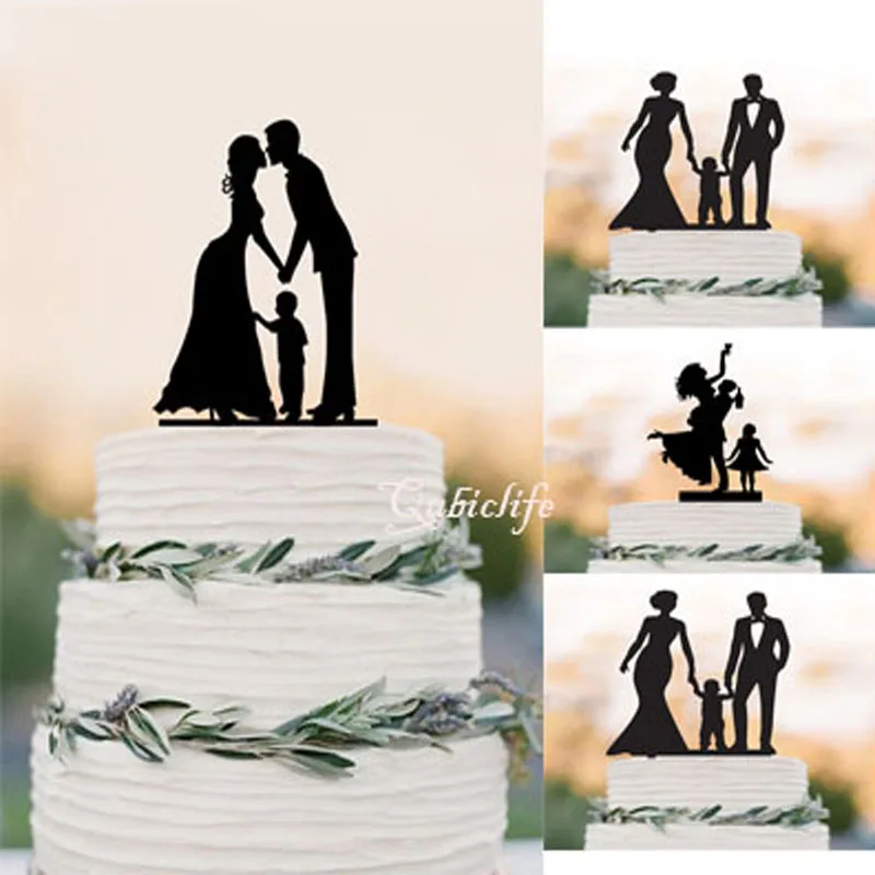 Accessoires De Decoration Figurines Pour Gateaux Famille Silhouette De Gateau De Mariage Avec Deux Garcon Gateau De Mariage Cadeau Danniversaire Mariee Et Marie Pour Gateau De Mariage Avec Enfant Accessoires De Decoration