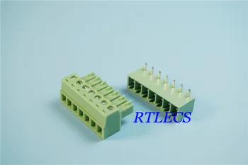 

50Sets 7 Position 3.81 mm 0.150" Terminal Block Header Male Pins Shrouded Right Angle Through Hole + Plug Female Sockets Screw