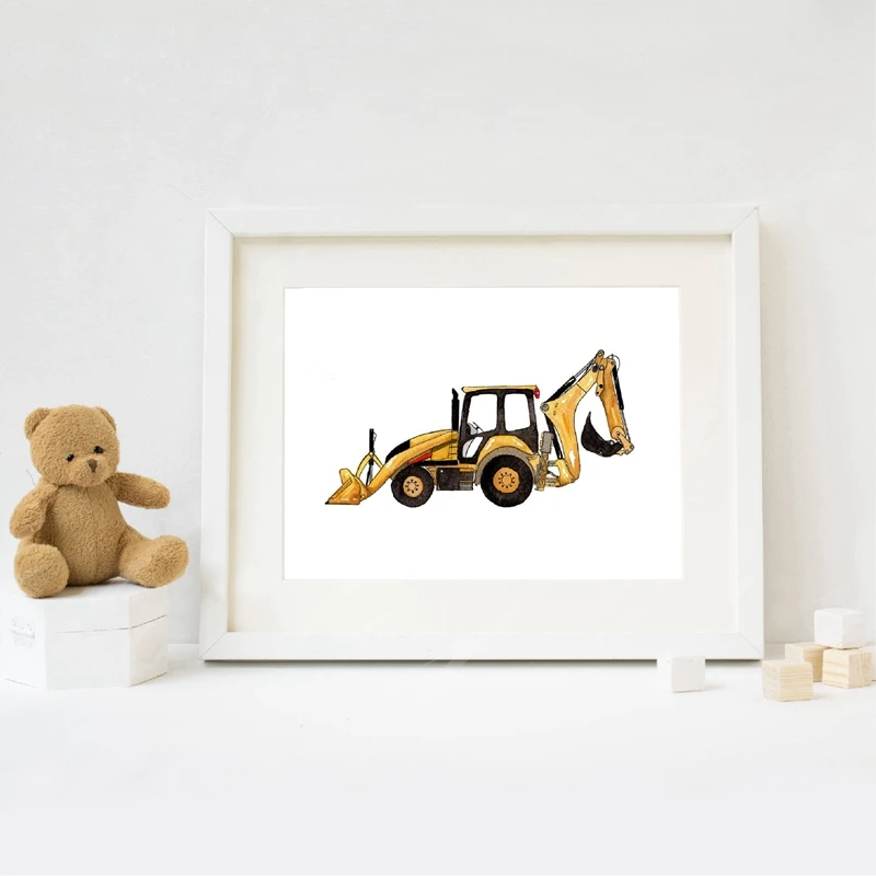 Construction Vehicle Canvas Art Painting Boys Room Decor