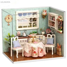 Happy kitchen DIY Ручная работа из дерева мини миниатюрная мебель для кукольного дома в сборе креативные детские игрушки-головоломки