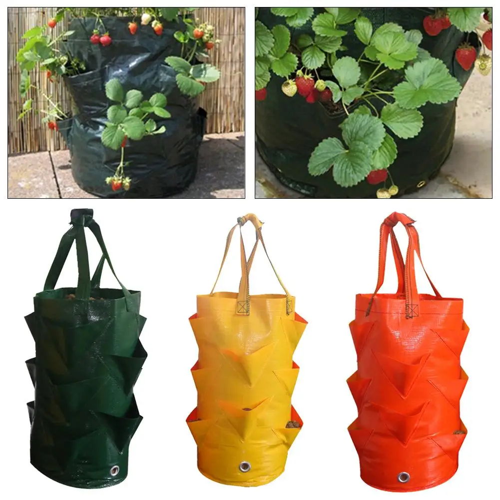 3 Gallons Strawberry Planting Bag Gardening Flower Panter Aerial Plant Moisturizing Breathable Bag Garden Tool Kit