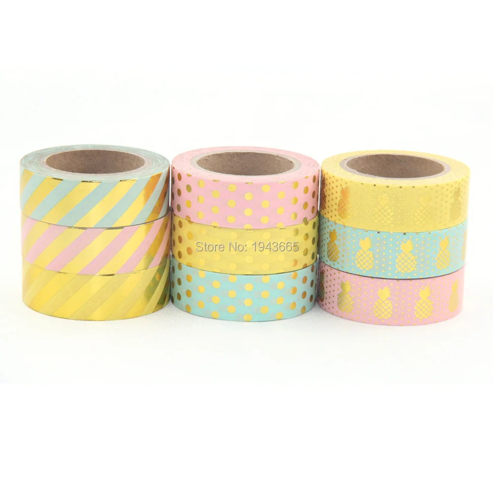 2016 new 9X Gold Glitter Sticky Washi Tape Craft Scrapbook DIY Sticker