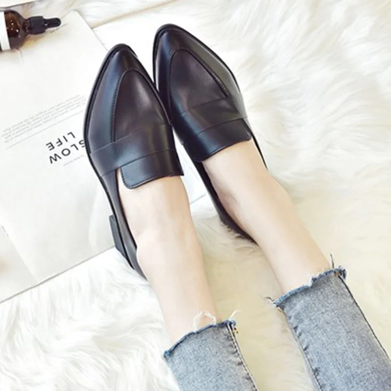 Bailehou/; брендовая удобная женская обувь; черные туфли-оксфорды с острым носком; женская повседневная обувь без застежки на плоской подошве; Новая женская обувь - Цвет: black1
