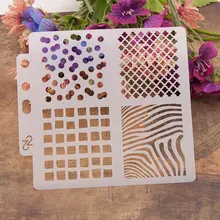 4 Irregular Patterns Stencils for DIY Scrapbooking Plastic Handmade Template Crafts Diary Decor Painting Drawing Spray Tool Card round circle dot pattern stencil for diy scrapbooking plastic spray drawing painting tool photoalbum decor hollow ruler template