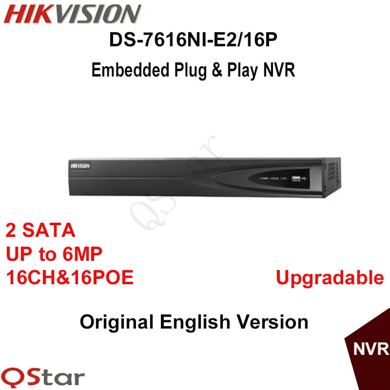 Hikvision Original English Version DS 7616NI E2 16P 16CH POE NVR for HD IP Camera 6MP