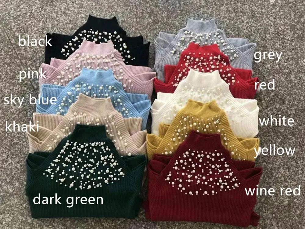 Chic Pearl Beading Sweater Women Off Shoulder Sexy Slim Knitting Jumpers Female Long Sleeves Elegant Spring Clothes 2019 Tops 