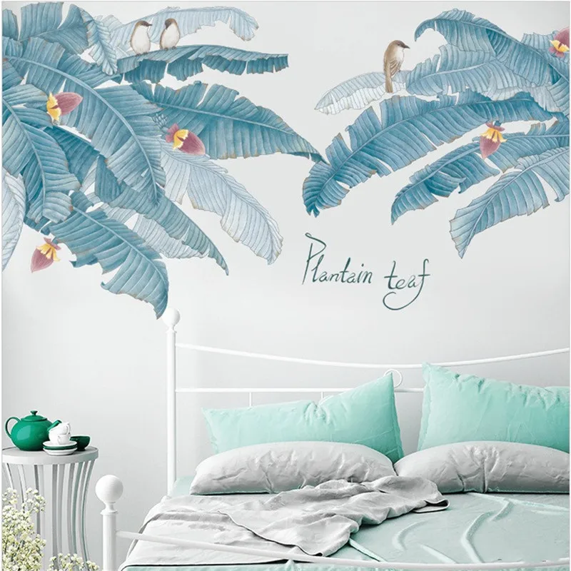 

Handpaint Style Plants Wall Sticker Literary leave Modern Living Room Decoration Bedroom Background Nortic Mural Art Poster New