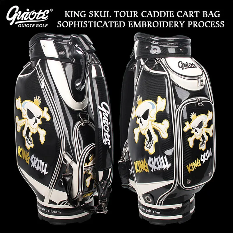 [2 цвета] KING SKULL& X-Bones Golf Caddie сумка для клюшек PU кожаная сумка для гольфа с дождевиком 5-way для мужчин и женщин