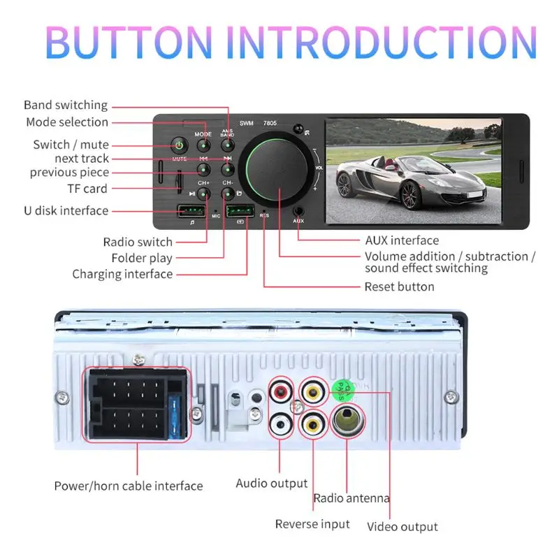 Универсальный 12 В двойной USB 4 дюйма hd-навигатор для автомобиля Bluetooth 4,0 обратное изображение мультимедиа MP5 плеер Автомобильный AUX FM стерео музыкальный плеер 1 комплект