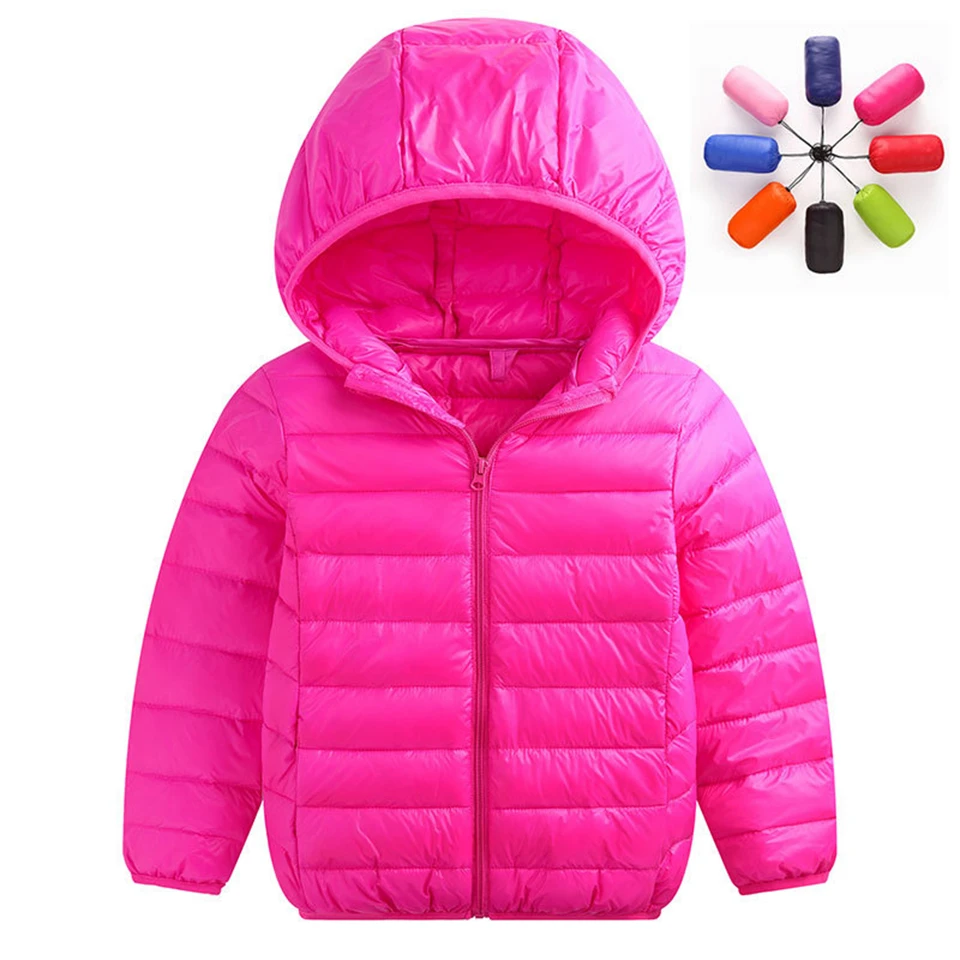 Детская куртка для мальчиков и девочек, парка светильник, Детская куртка на утином пуху верхняя одежда с капюшоном на весну и осень зимнее пальто для маленьких девочек возрастом от 1 года до 15 лет