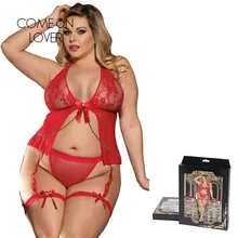 Comeonlover pura malla Babydoll escote Halter Ropa interior con pierna Ropa Sexy Mujer Intima Picardias erótico Ropa interior Babydoll RI7356