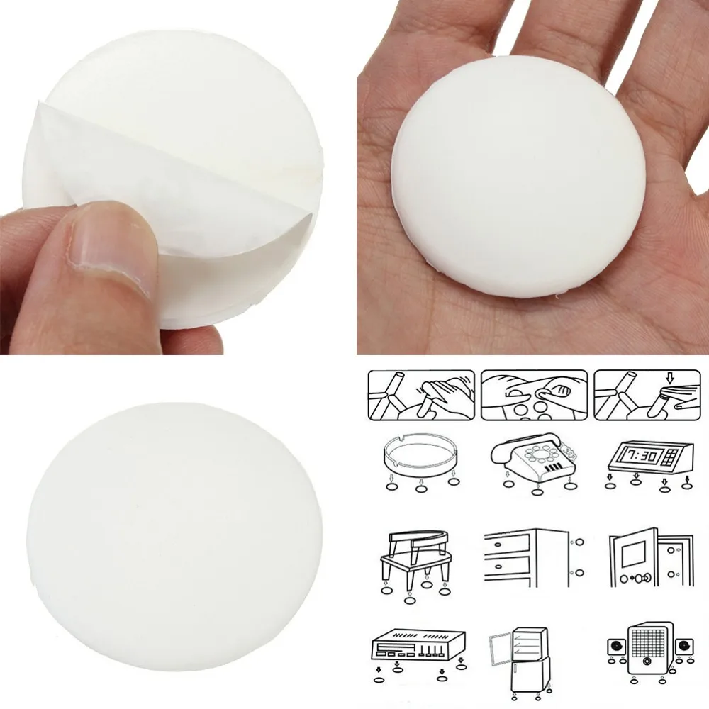 

2 Pcs White Door Stop Silicone Wall Protectors Guards Self Adhesive Door Handle Bumper Stoppers Prevent Damage 40x40x8mm