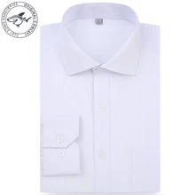 Синяя полосатая рубашка мужская деловая с длинными рукавами Повседневная строгая сорочка брендовая одежда для мужчин Европа США большой размер XL 3XL