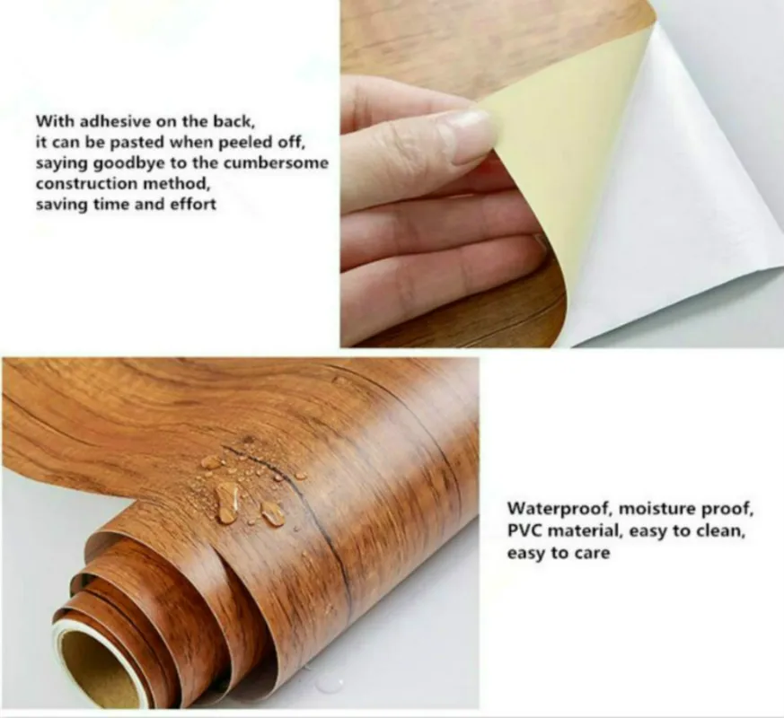 Pvc الفينيل الخشب الحبوب خلفيات خزائن المطبخ بطانة رف باب خزانة ملابس ملصقات للماء الذاتي لاصق جدار ملصق