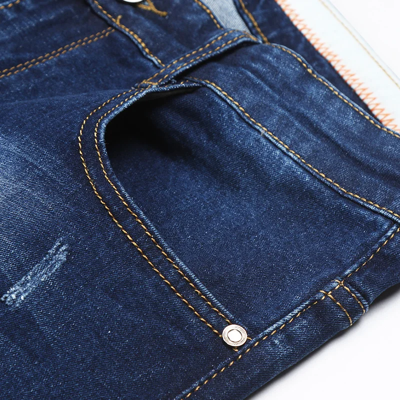 Брендовые Новые мужские джинсы повседневные деловые джинсы Прямые прямые джинсы из ткани эластичные джинсовые брюки мужские