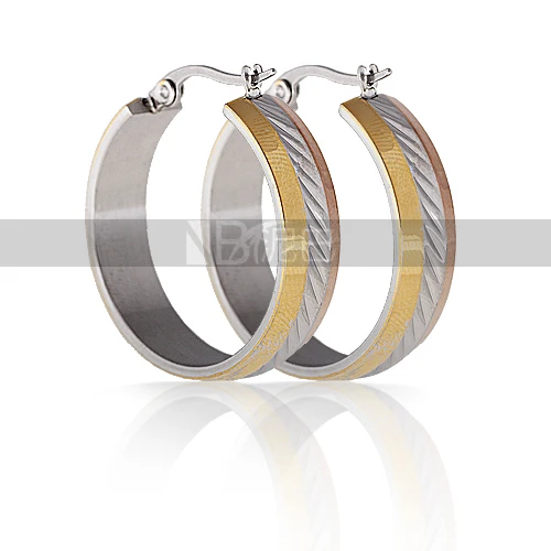 Elegant Shape Stainless Titanium Steel Angular Carved Diagonal Hoop(colorful edge) Women's Hoop Earrings | Украшения и